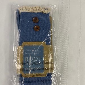 NEW Boot Socks Blue White Ruffle Non-Bulky Polyester One Size Cute Cozy Ribbed